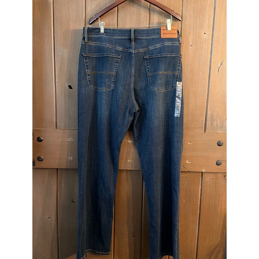 Lucky Brand Mens Dark Wash Straight Leg Jeans 36x34 Blue Denim NWT